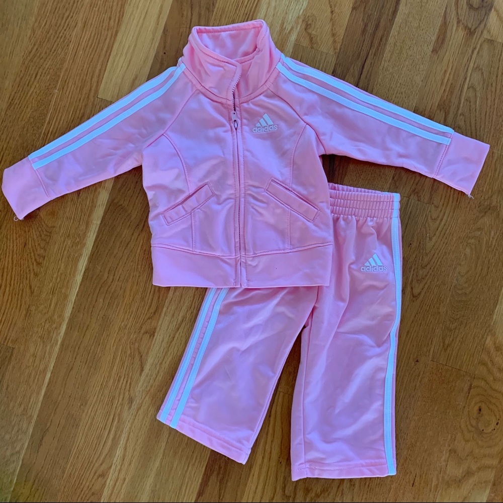 Adidas pink track suit - 6 mo